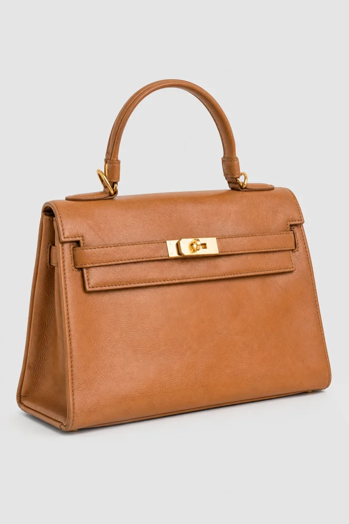 Bolsa de piel camel de diseñador
